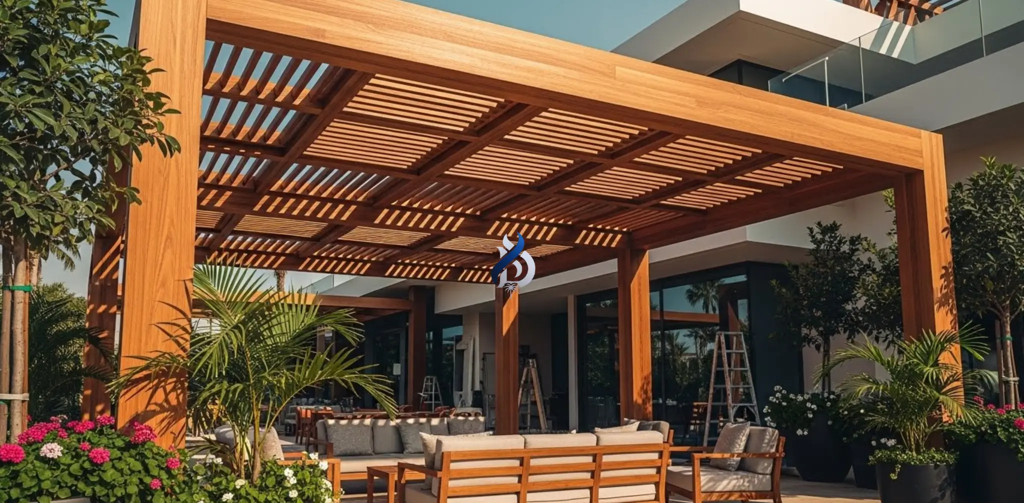 Custom wooden pergola in Dubai