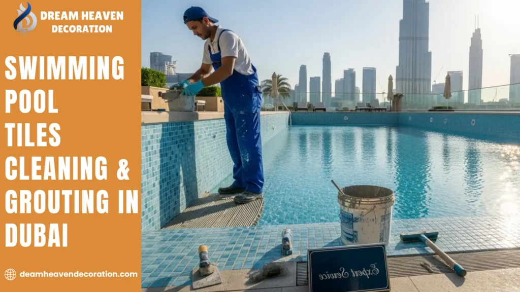 Swimming pool tiles cleaning and grouting service in Dubai