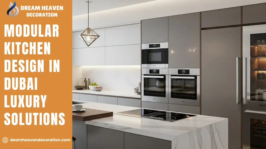 Luxury modular kitchen design in Dubai featuring premium finishes